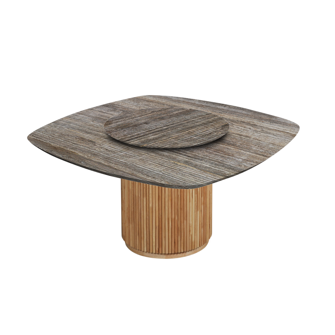 5ft Square Silver Travertine Natural Marble Dining Table