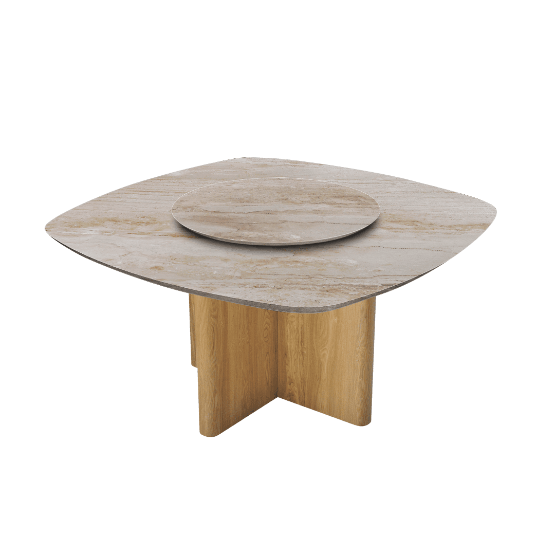 5ft Square Daino Beige Natural Marble Dining Table