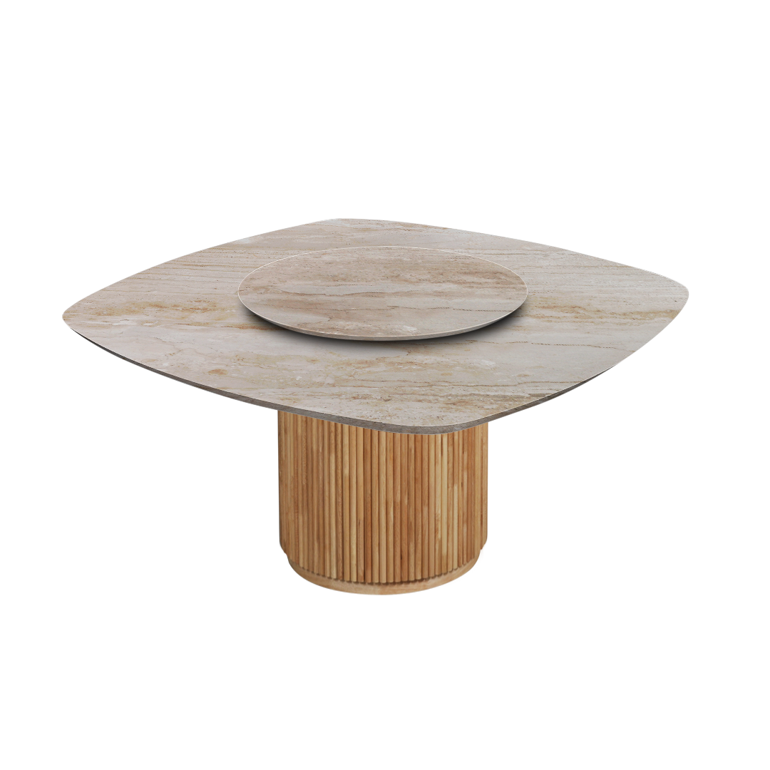 5ft Square Daino Beige Natural Marble Dining Table