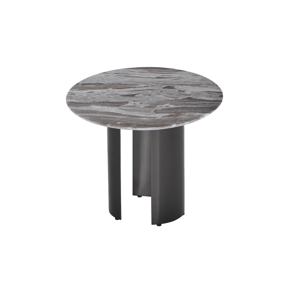 Round Toronto Brown Natural Marble Side Table (600mm)