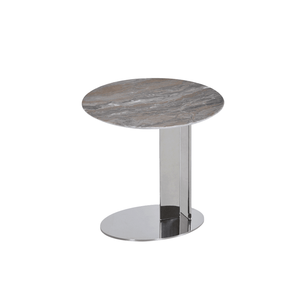 Round Venice Brown Natural Marble Side Table (500mm)