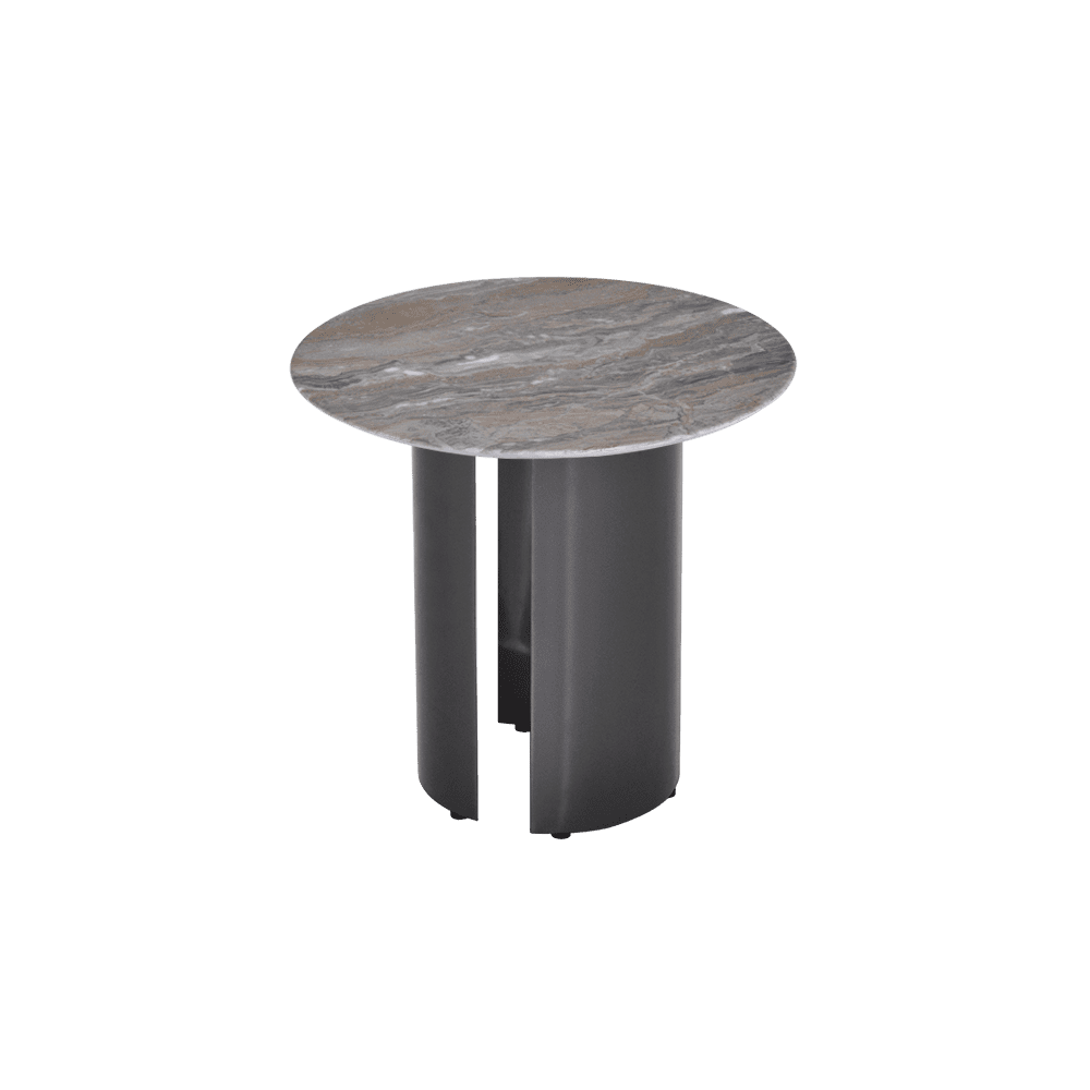 Round Venice Brown Natural Marble Side Table (500mm)