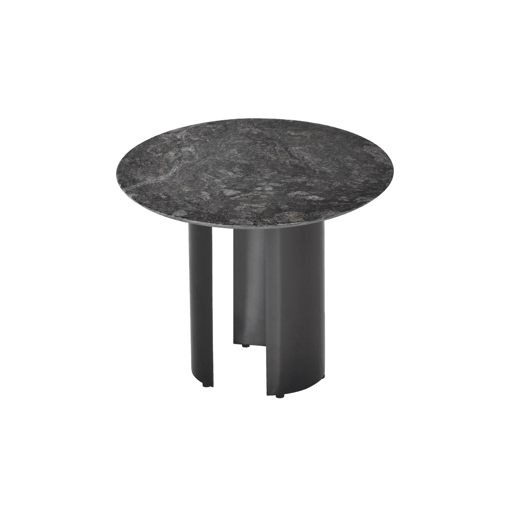 Round Platinum Diamond Natural Marble Side Table (600mm)