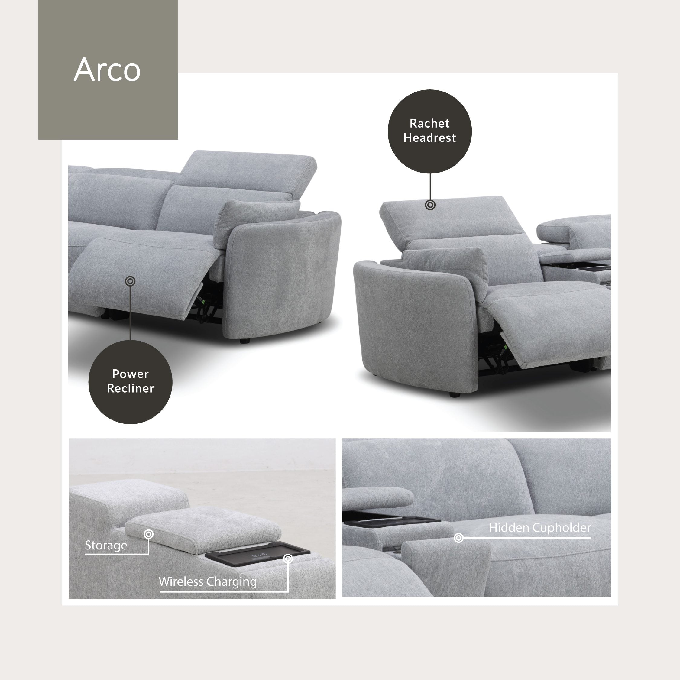 ARCO – Modern Recliner Sofa (3-Seater)