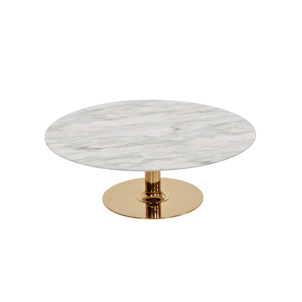 BELLA – Mix & Match Marble Coffee Table with Gold Coloured Stainless Steel Base (1000mm)