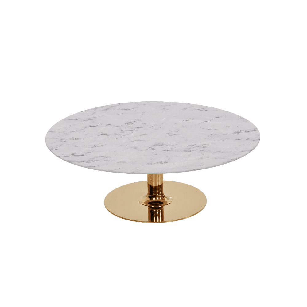 BELLA – Mix & Match Marble Coffee Table with Gold Coloured Stainless Steel Base (1000mm)