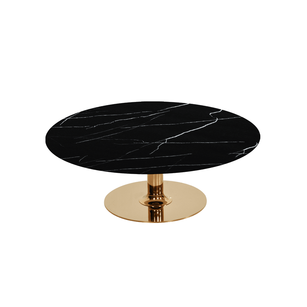 BELLA – Mix & Match Marble Coffee Table with Gold Coloured Stainless Steel Base (1000mm)