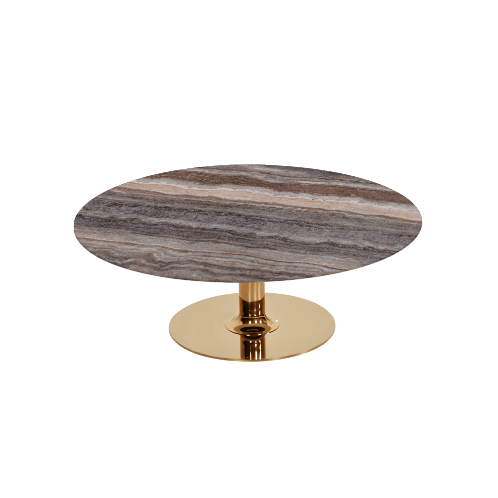 BELLA – Mix & Match Marble Coffee Table with Gold Coloured Stainless Steel Base (1000mm)