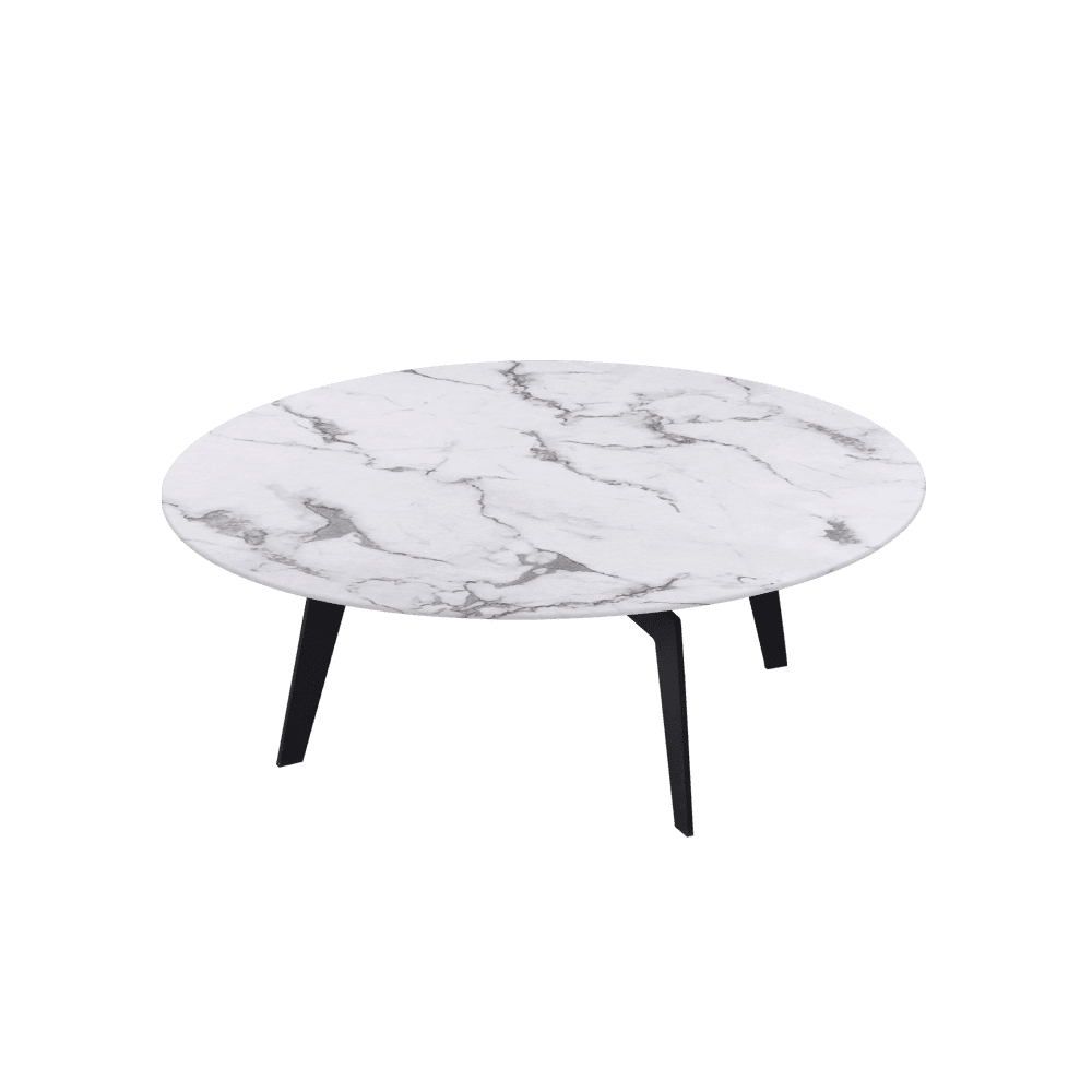 ELENA – Mix & Match Marble Coffee Table with Black Metal Leg (1000mm)