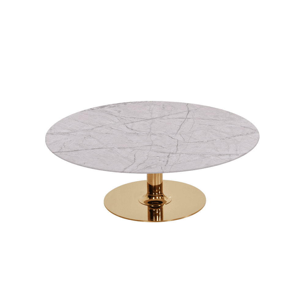 BELLA – Mix & Match Marble Coffee Table with Gold Coloured Stainless Steel Base (1000mm)