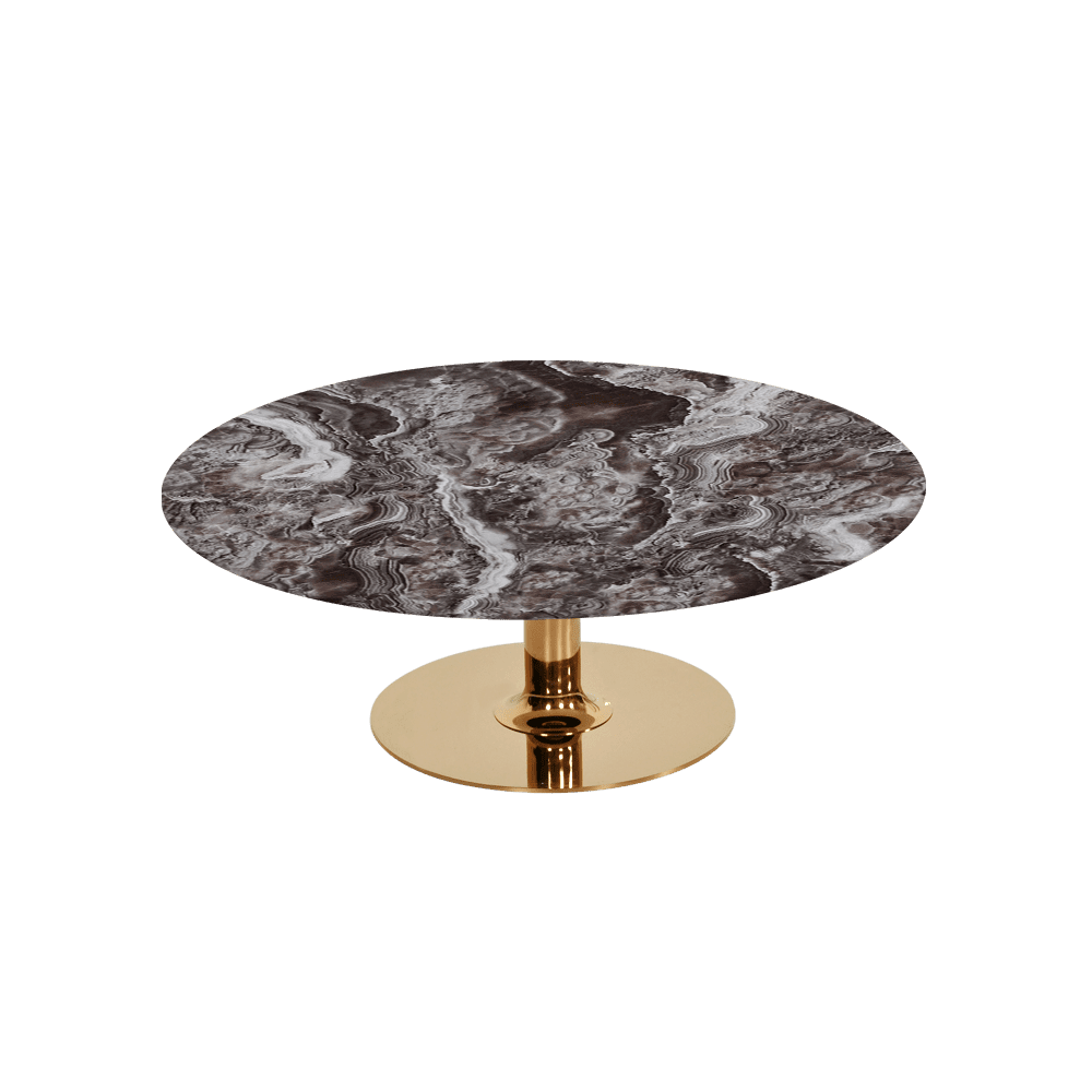 BELLA – Mix & Match Marble Coffee Table with Gold Coloured Stainless Steel Base (1000mm)