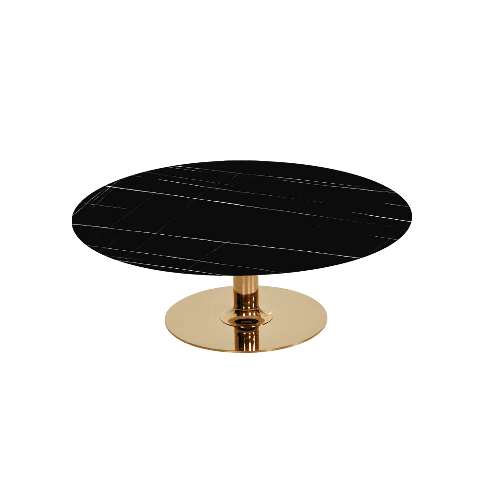 BELLA – Mix & Match Marble Coffee Table with Gold Coloured Stainless Steel Base (1000mm)