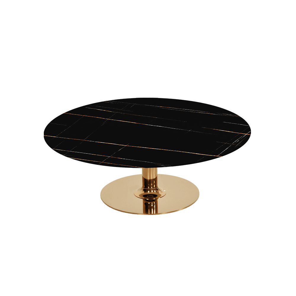 BELLA – Mix & Match Marble Coffee Table with Gold Coloured Stainless Steel Base (1000mm)