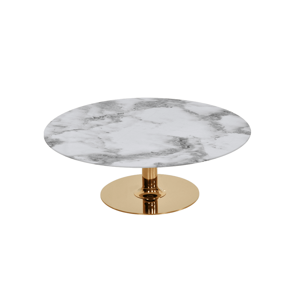 BELLA – Mix & Match Marble Coffee Table with Gold Coloured Stainless Steel Base (1000mm)