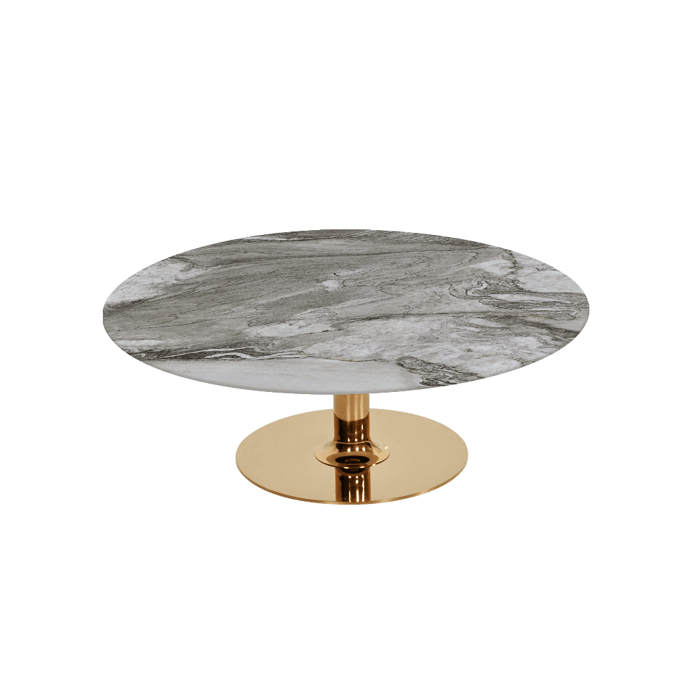 BELLA – Mix & Match Marble Coffee Table with Gold Coloured Stainless Steel Base (1000mm)
