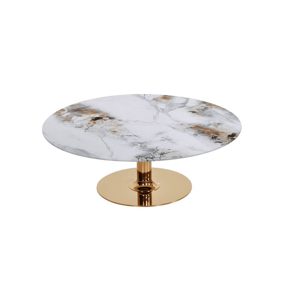 BELLA – Mix & Match Marble Coffee Table with Gold Coloured Stainless Steel Base (1000mm)
