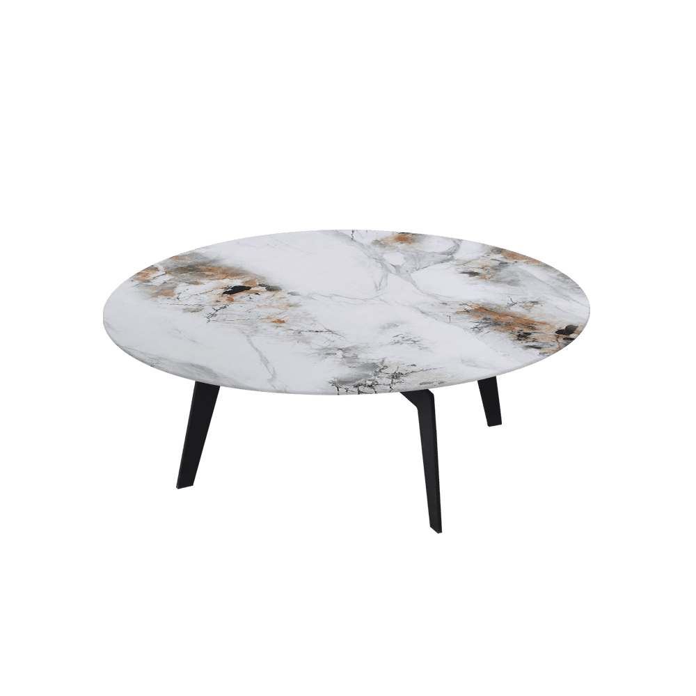 ELENA – Mix & Match Marble Coffee Table with Black Metal Leg (1000mm)