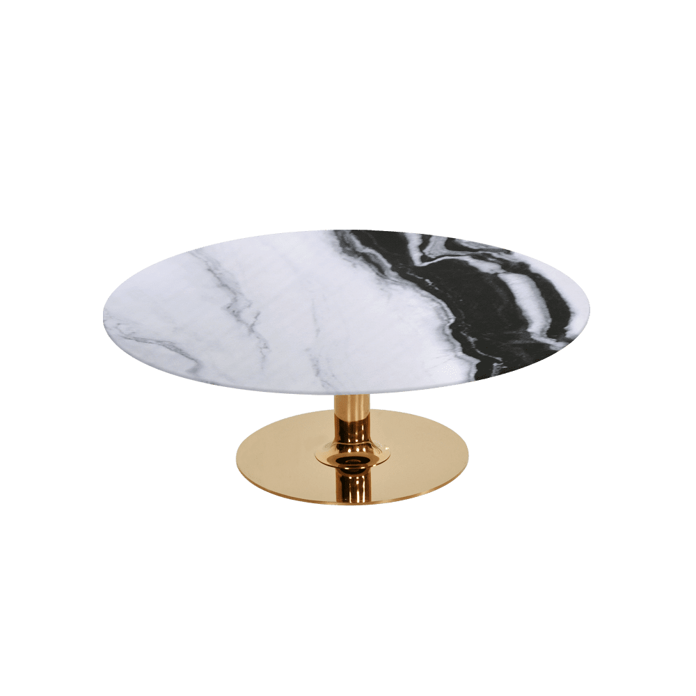 BELLA – Mix & Match Marble Coffee Table with Gold Coloured Stainless Steel Base (1000mm)