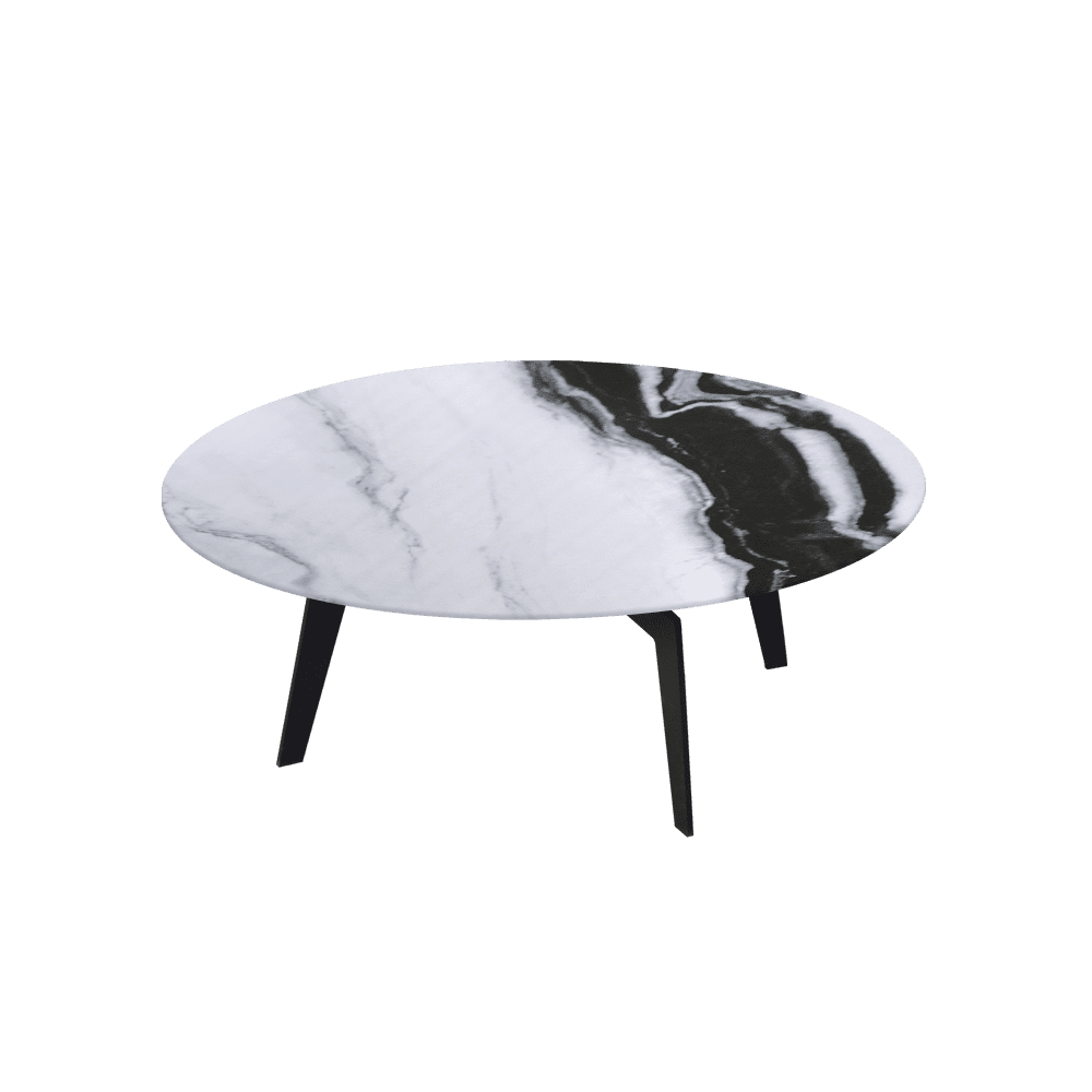 ELENA – Mix & Match Marble Coffee Table with Black Metal Leg (1000mm)
