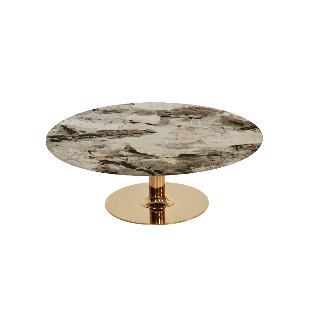BELLA – Mix & Match Marble Coffee Table with Gold Coloured Stainless Steel Base (1000mm)