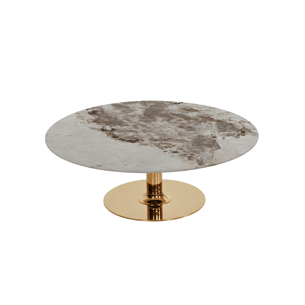 BELLA – Mix & Match Marble Coffee Table with Gold Coloured Stainless Steel Base (1000mm)
