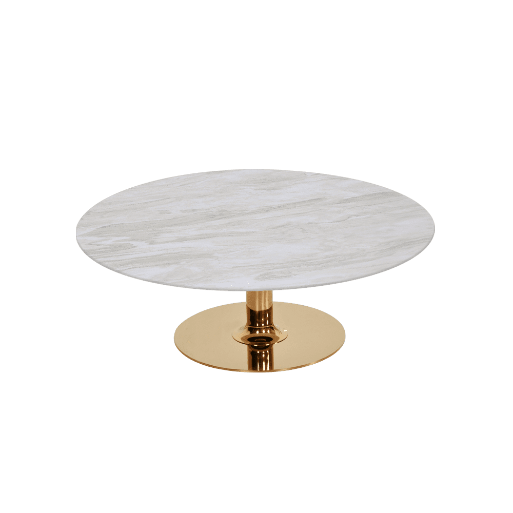 BELLA – Mix & Match Marble Coffee Table with Gold Coloured Stainless Steel Base (1000mm)