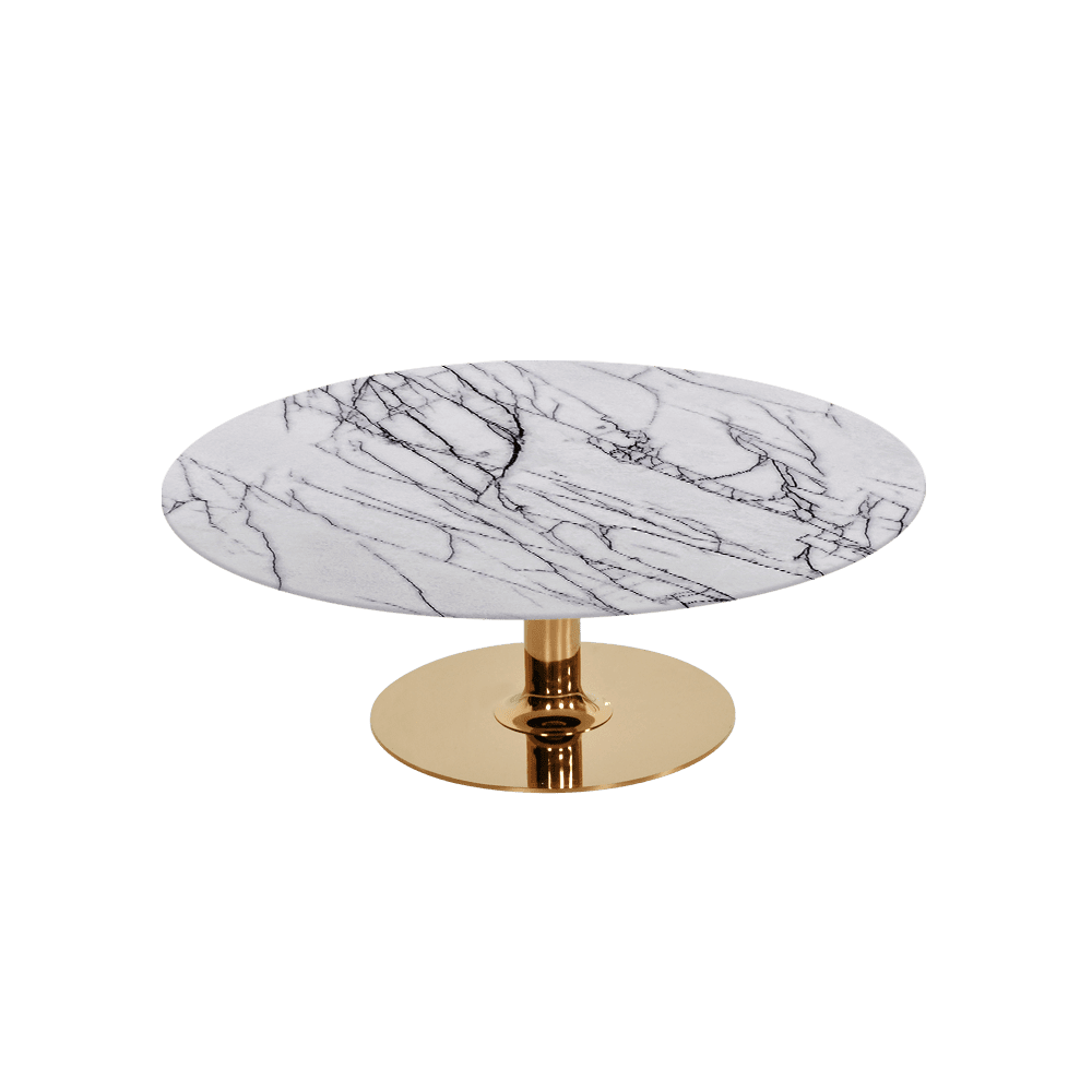 BELLA – Mix & Match Marble Coffee Table with Gold Coloured Stainless Steel Base (1000mm)