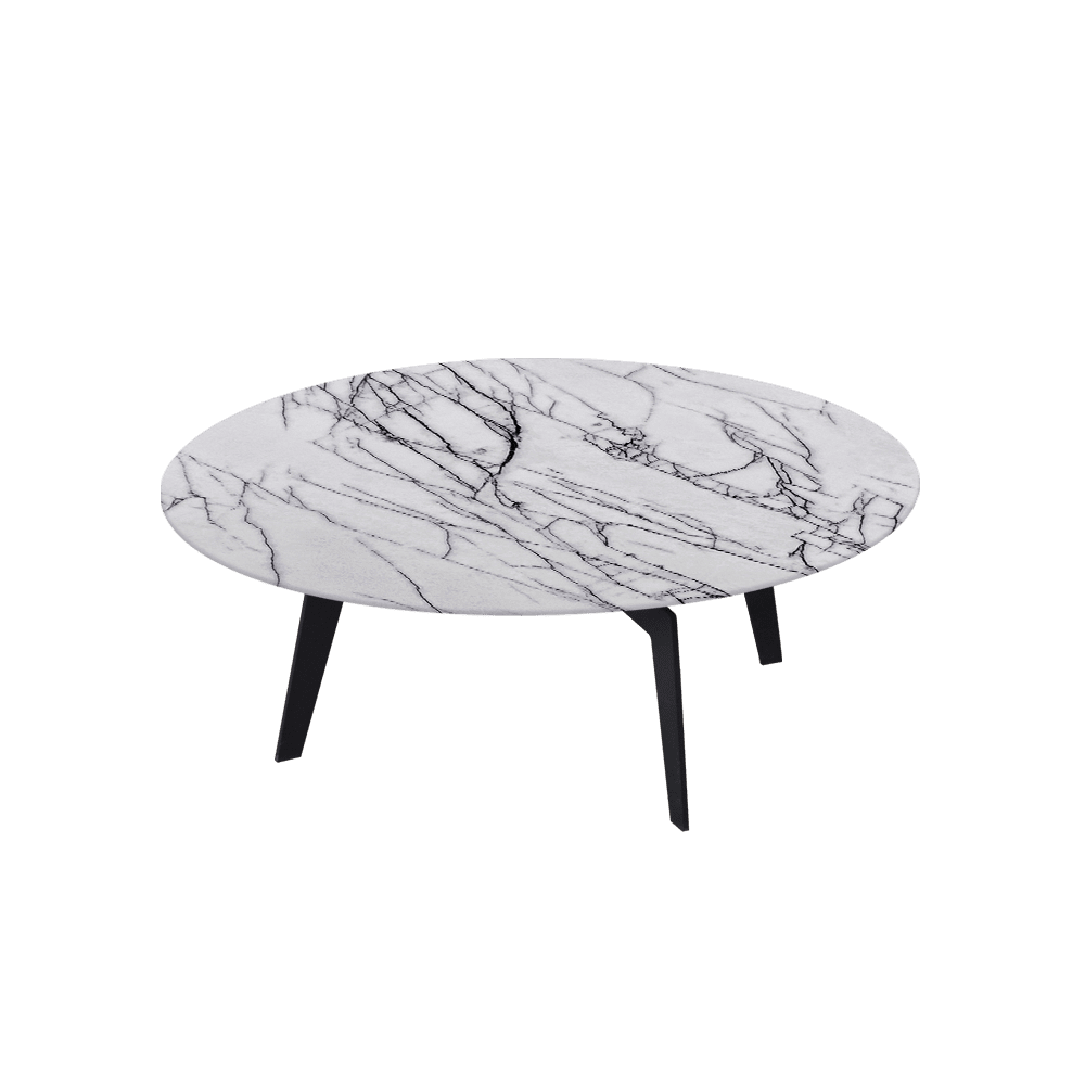 ELENA – Mix & Match Marble Coffee Table with Black Metal Leg (1000mm)