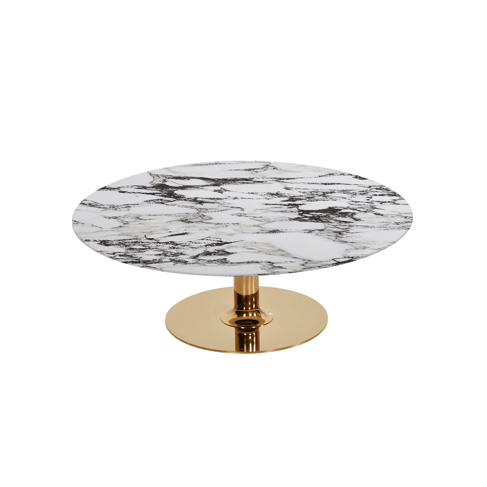BELLA – Mix & Match Marble Coffee Table with Gold Coloured Stainless Steel Base (1000mm)