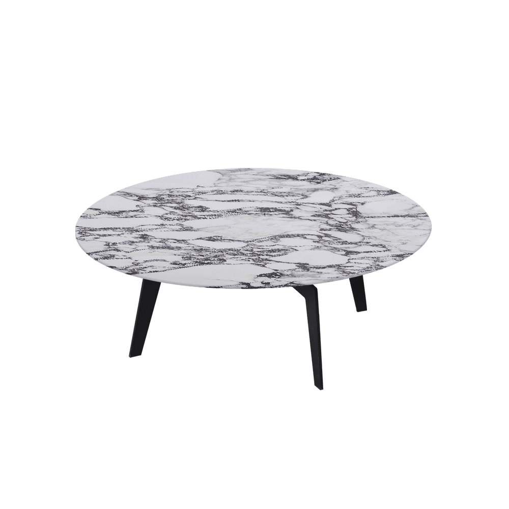 ELENA – Mix & Match Marble Coffee Table with Black Metal Leg (1000mm)