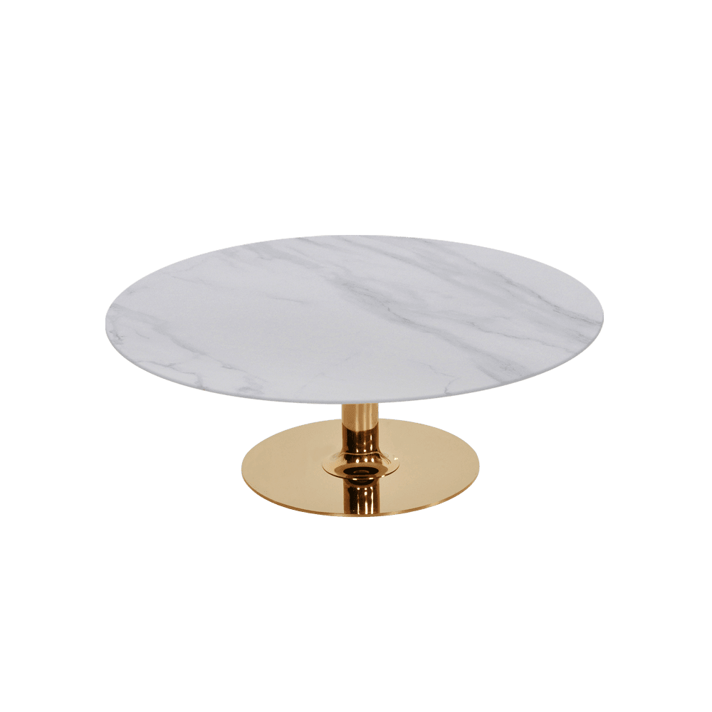 BELLA – Mix & Match Marble Coffee Table with Gold Coloured Stainless Steel Base (1000mm)