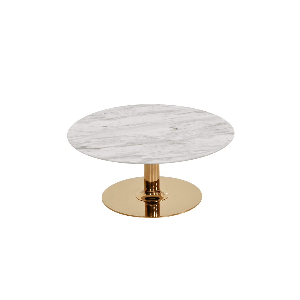 BELLA – Mix & Match Marble Coffee Table with Gold Coloured Stainless Steel Base (800mm)