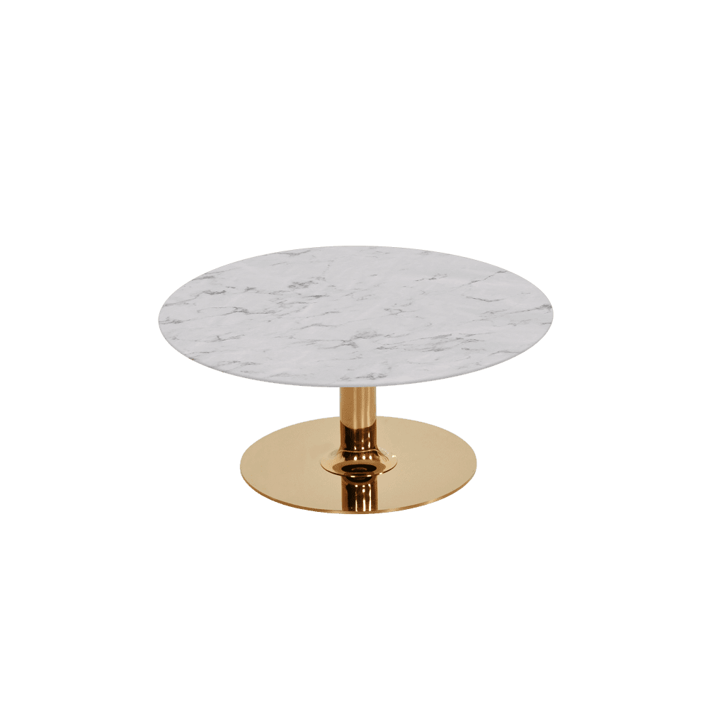 BELLA – Mix & Match Marble Coffee Table with Gold Coloured Stainless Steel Base (800mm)