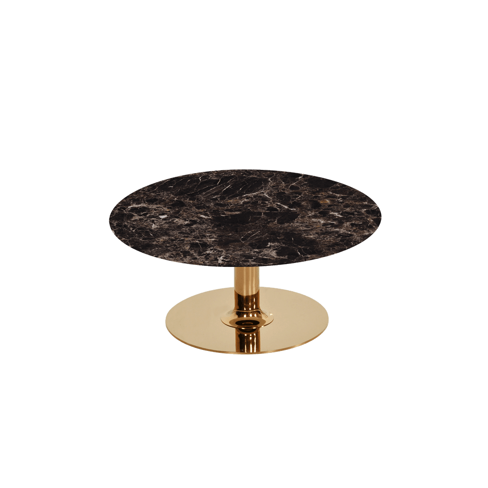 BELLA – Mix & Match Marble Coffee Table with Gold Coloured Stainless Steel Base (800mm)