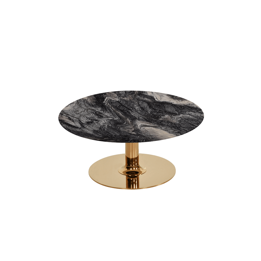 BELLA – Mix & Match Marble Coffee Table with Gold Coloured Stainless Steel Base (800mm)