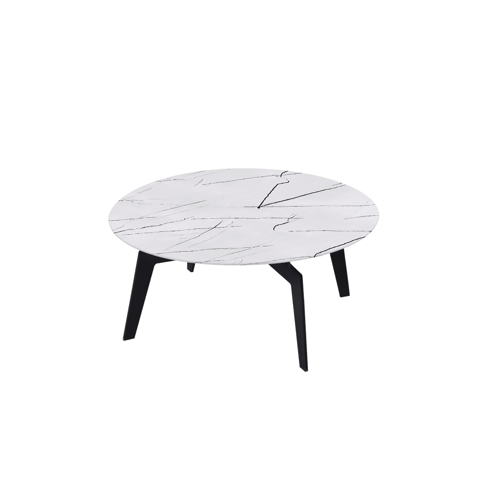 ELENA – Mix & Match Marble Coffee Table with Black Metal Leg (0.8m)