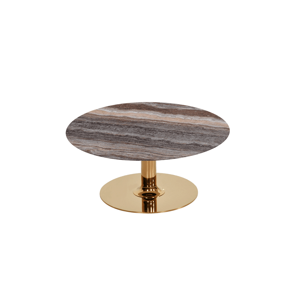 BELLA – Mix & Match Marble Coffee Table with Gold Coloured Stainless Steel Base (800mm)