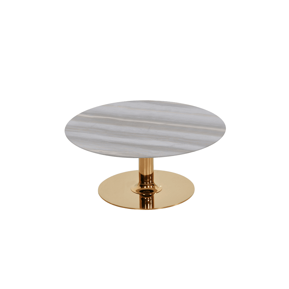 BELLA – Mix & Match Marble Coffee Table with Gold Coloured Stainless Steel Base (800mm)