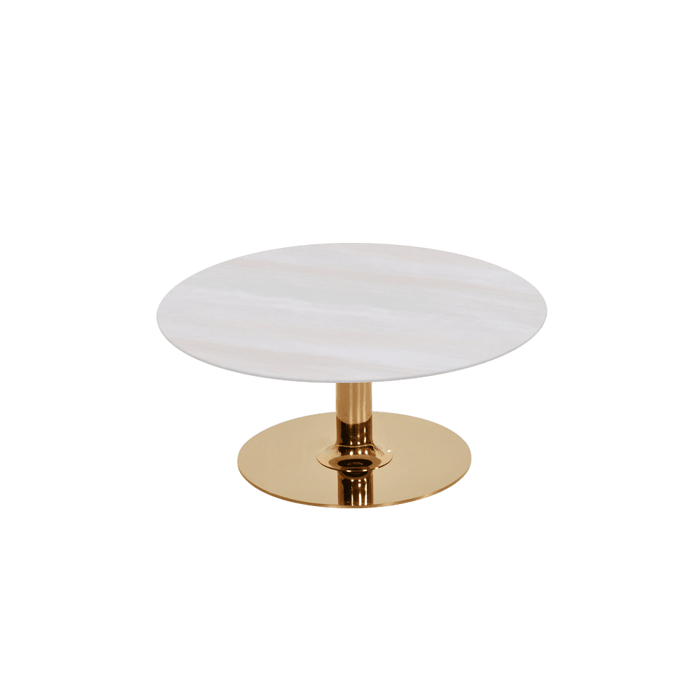 BELLA – Mix & Match Marble Coffee Table with Gold Coloured Stainless Steel Base (800mm)