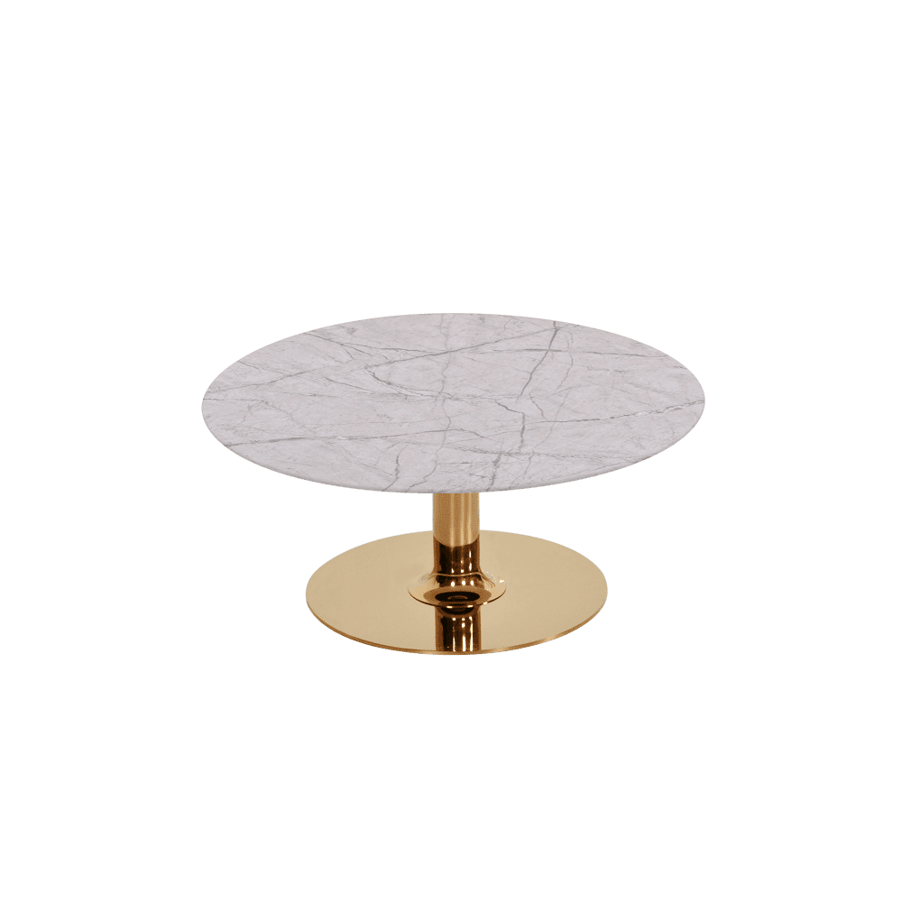 BELLA – Mix & Match Marble Coffee Table with Gold Coloured Stainless Steel Base (800mm)