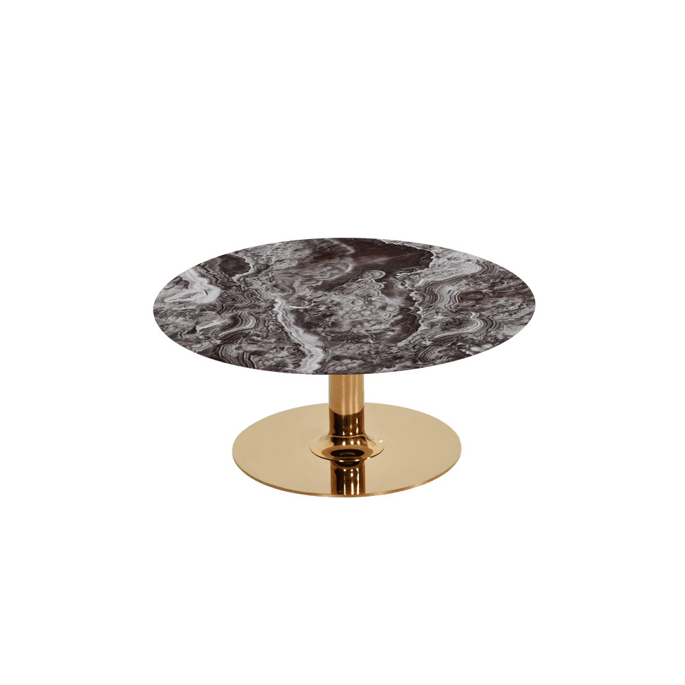 BELLA – Mix & Match Marble Coffee Table with Gold Coloured Stainless Steel Base (800mm)
