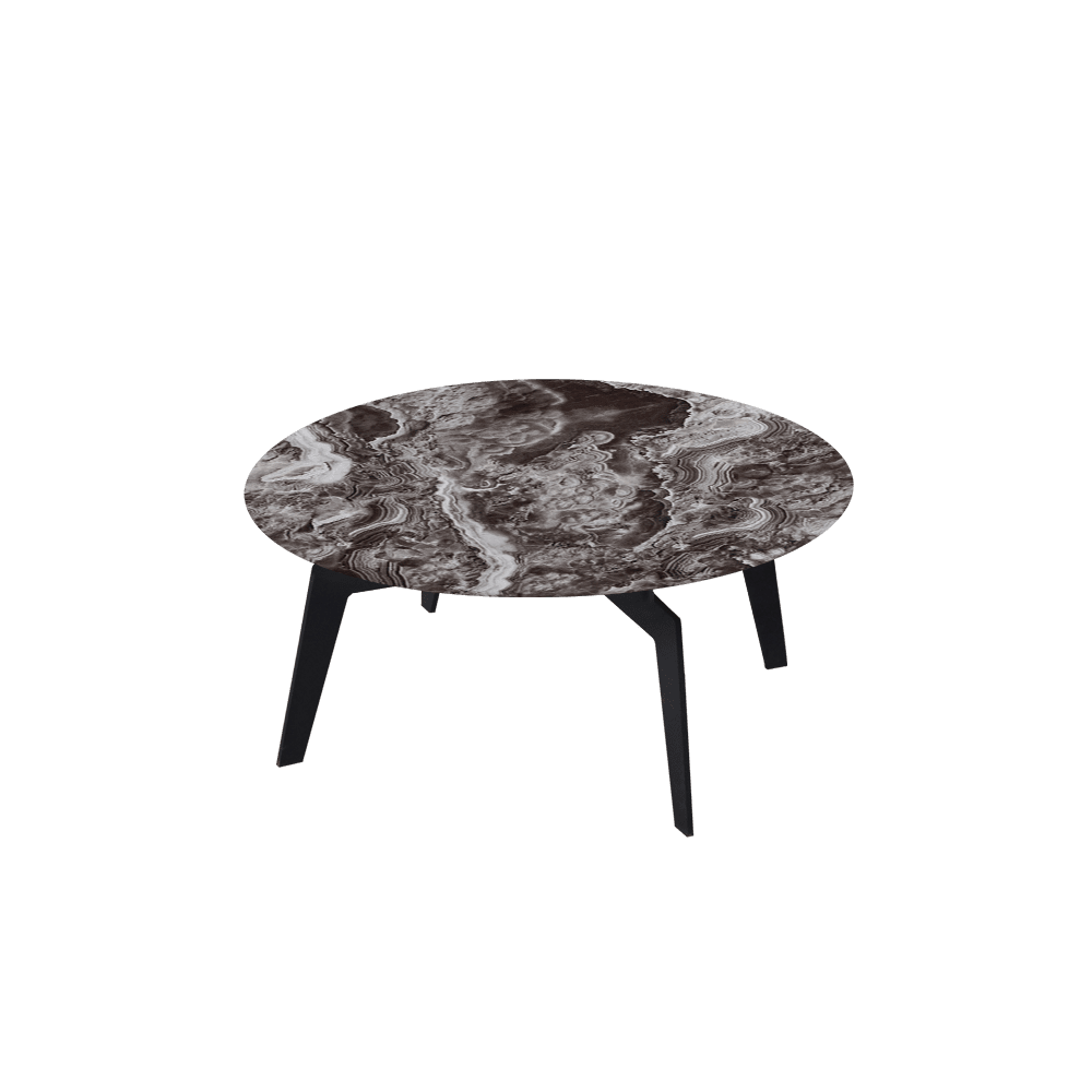 ELENA – Mix & Match Marble Coffee Table with Black Metal Leg (0.8m)