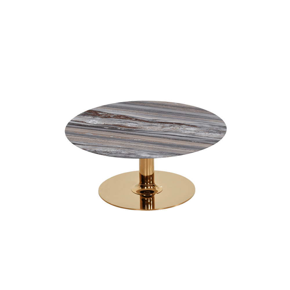 BELLA – Mix & Match Marble Coffee Table with Gold Coloured Stainless Steel Base (800mm)