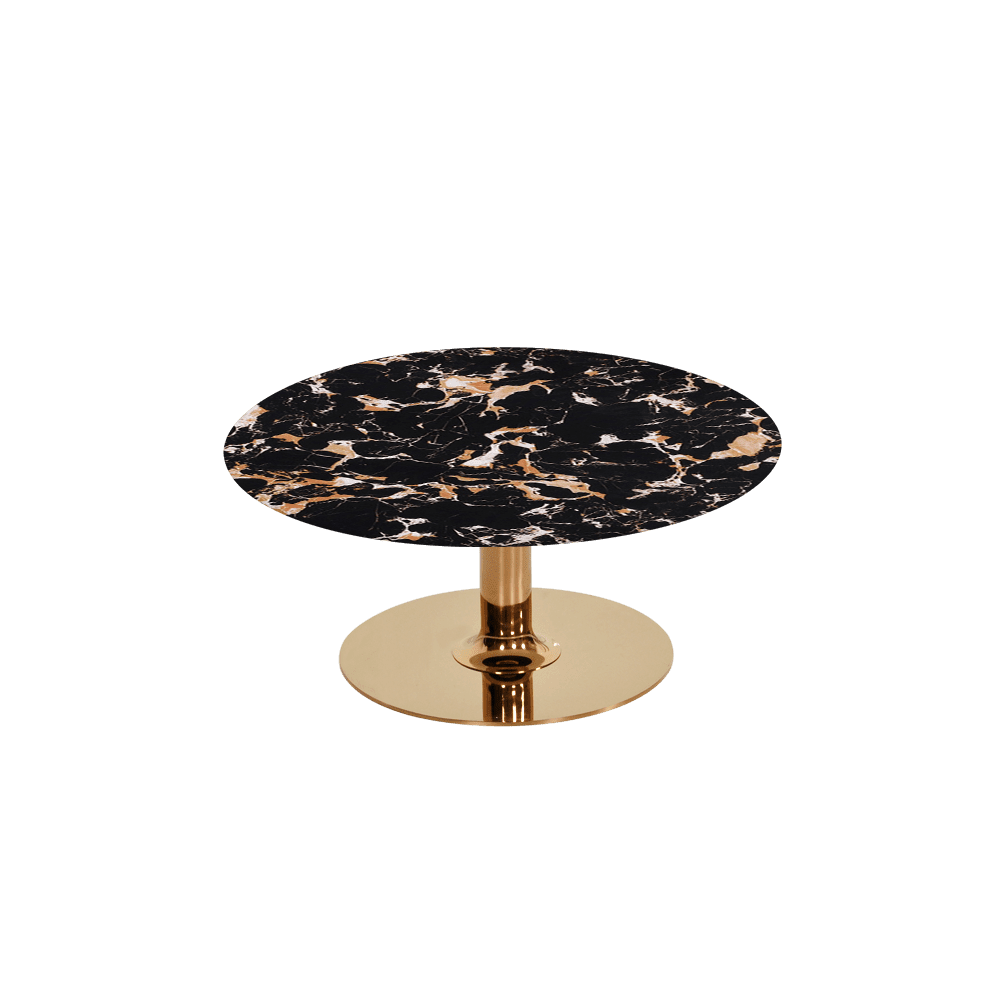 BELLA – Mix & Match Marble Coffee Table with Gold Coloured Stainless Steel Base (800mm)