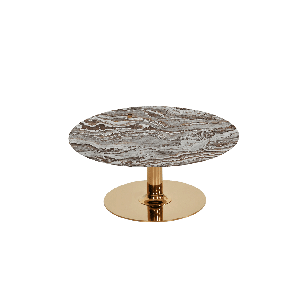 BELLA – Mix & Match Marble Coffee Table with Gold Coloured Stainless Steel Base (800mm)