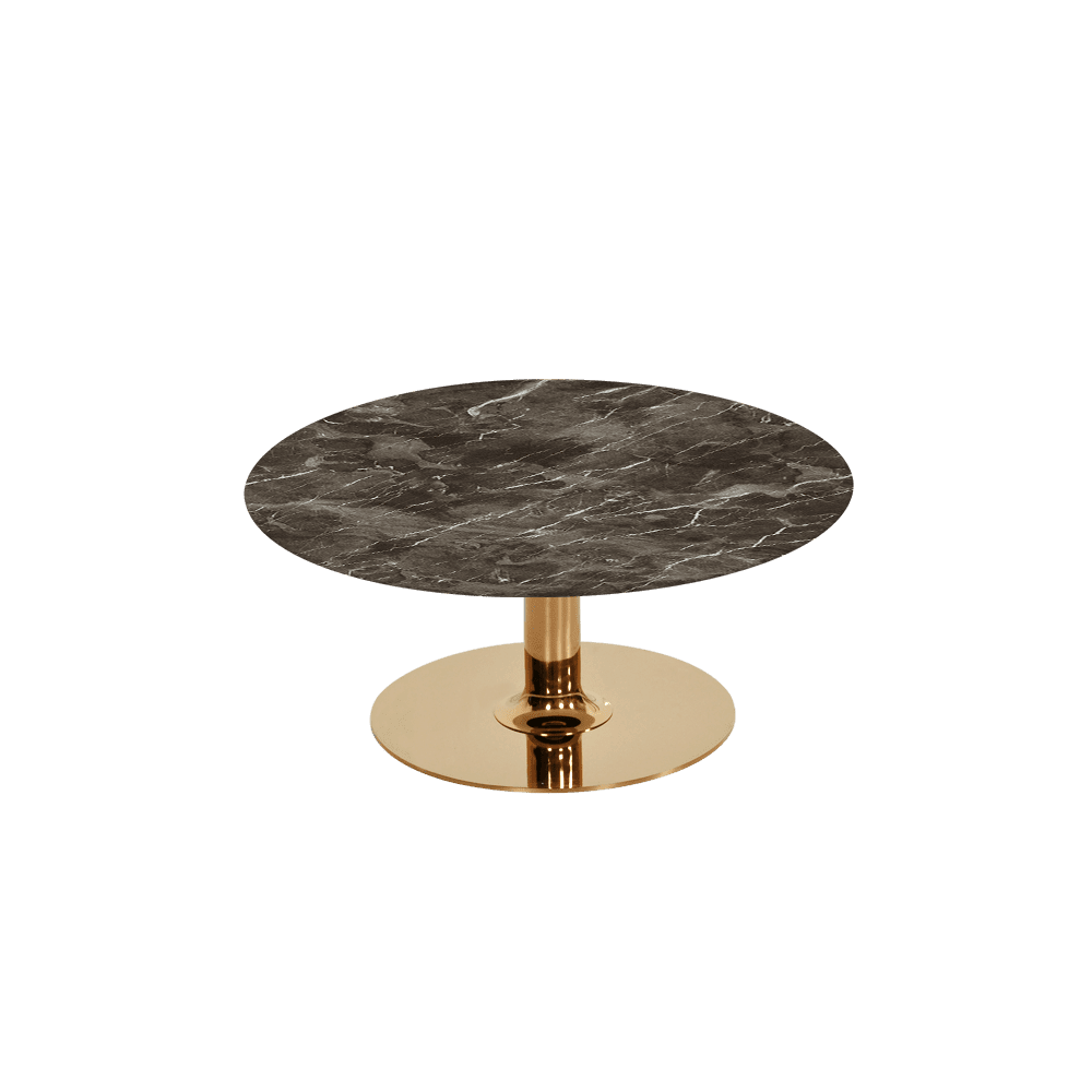 BELLA – Mix & Match Marble Coffee Table with Gold Coloured Stainless Steel Base (800mm)