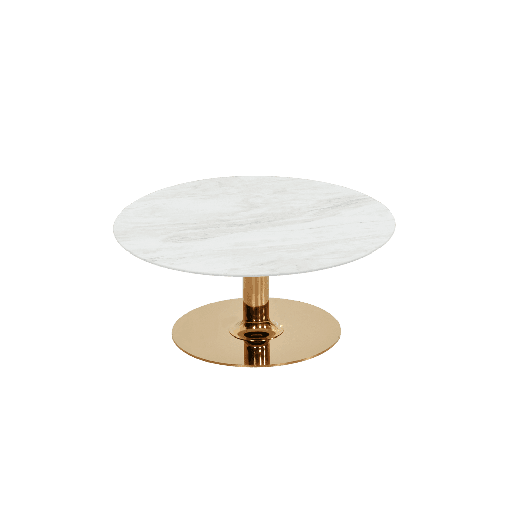 BELLA – Mix & Match Marble Coffee Table with Gold Coloured Stainless Steel Base (800mm)