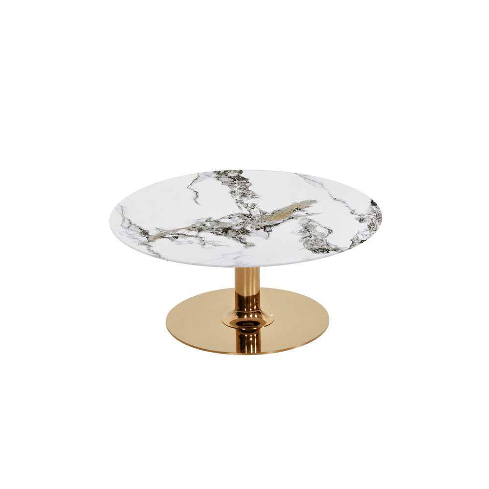 BELLA – Mix & Match Marble Coffee Table with Gold Coloured Stainless Steel Base (800mm)