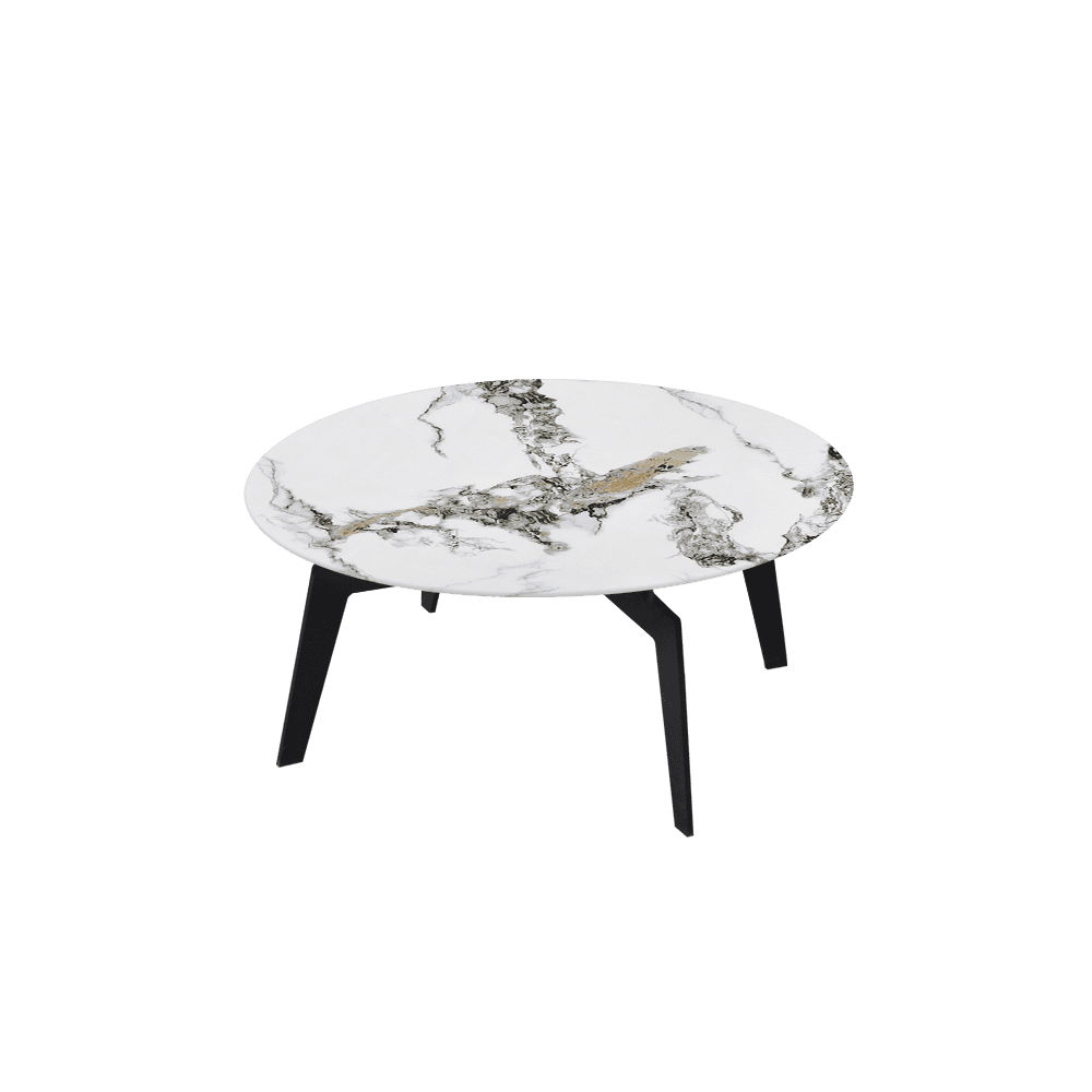ELENA – Mix & Match Marble Coffee Table with Black Metal Leg (0.8m)