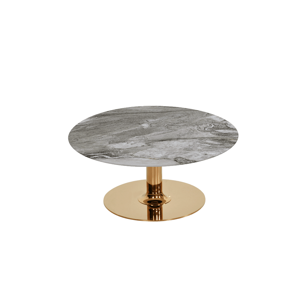 BELLA – Mix & Match Marble Coffee Table with Gold Coloured Stainless Steel Base (800mm)